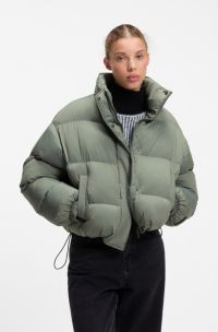 Water-repellent puffer jacket with stand collar, Light Green