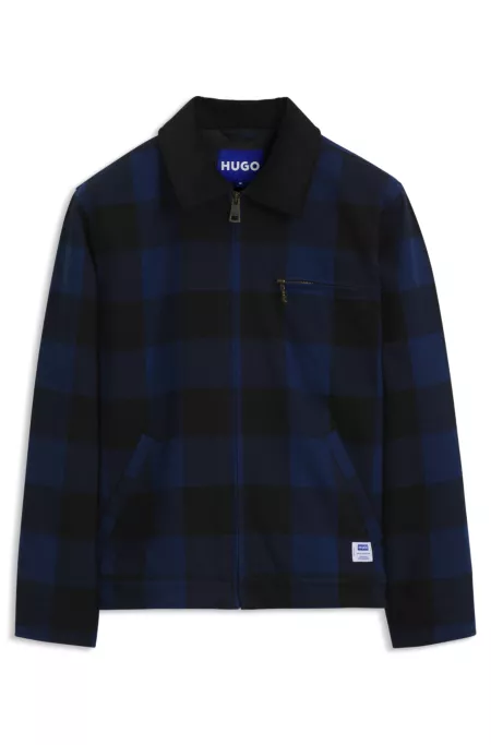 Padded jacket in Glen-check cotton flannel