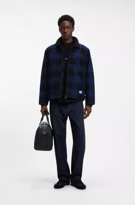 Padded jacket in Glen-check cotton flannel