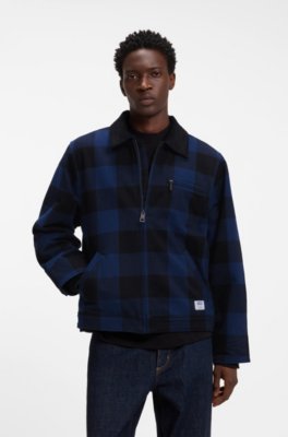 Padded jacket in Glen-check cotton flannel