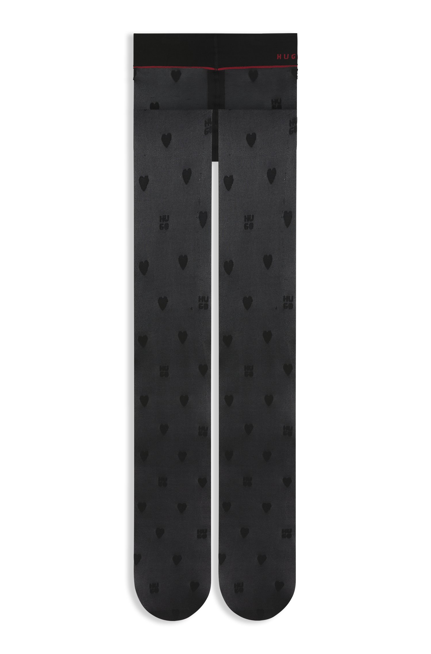 Hugo Patterned micronet tights with logo waistband dam
