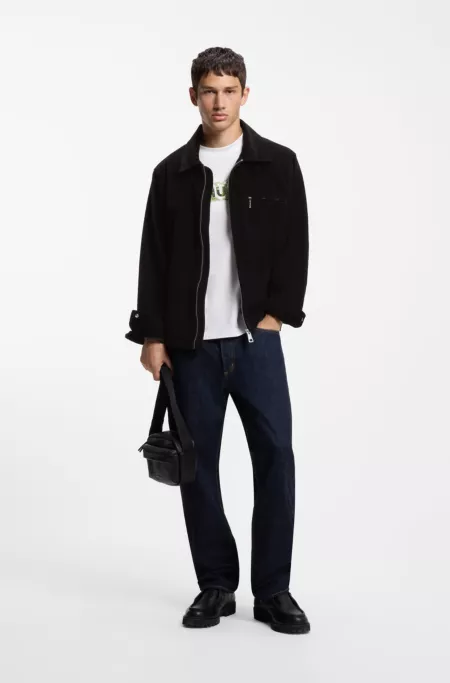 Veste en velours côtelé zippée avec poche poitrine