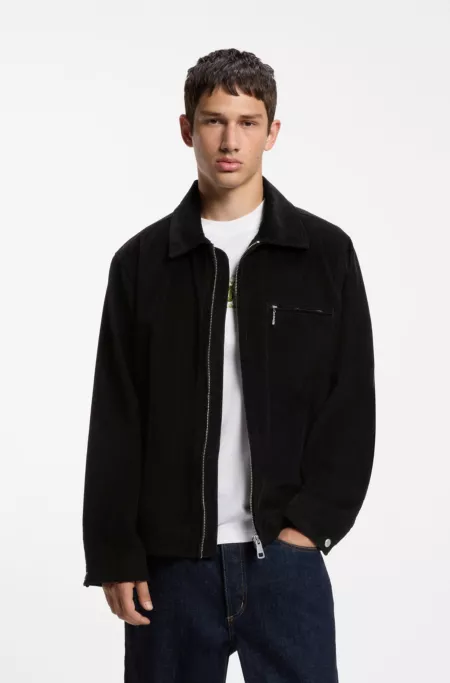 Veste en velours côtelé zippée avec poche poitrine