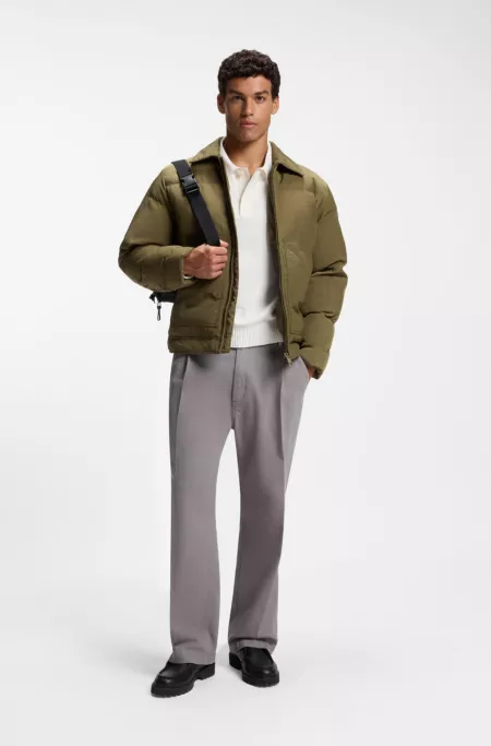 Puffer jacket in canvas with warm-lined pockets