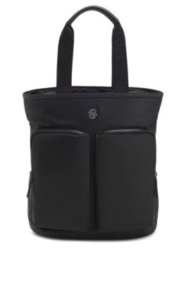 Tote backpack with Double B monogram trim, Black