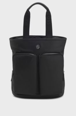 Tote backpack with Double B monogram trim, Black