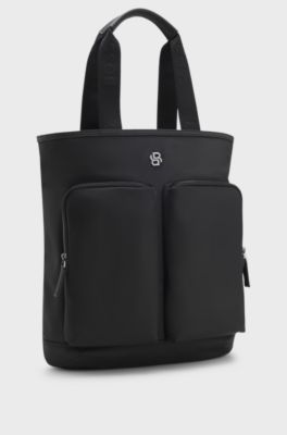 Tote backpack with Double B monogram trim, Black