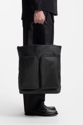 Tote backpack with Double B monogram trim, Black