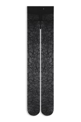 Floral-patterned tights in 30 denier, Black