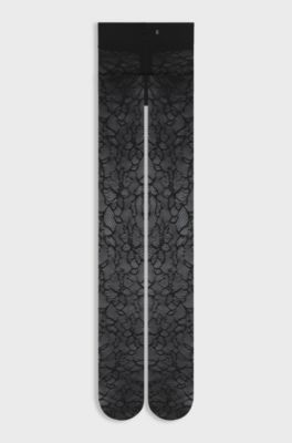 Floral-patterned tights in 30 denier, Black