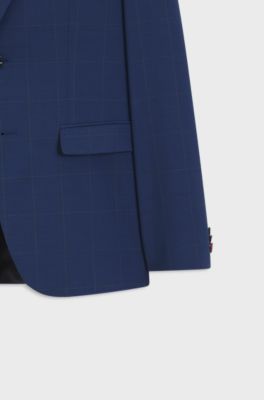 Two-piece extra-slim-fit suit in checked twill, Blue