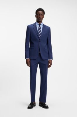 Two-piece extra-slim-fit suit in checked twill, Blue