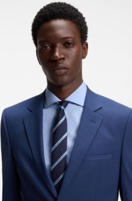 Two-piece extra-slim-fit suit in checked twill, Blue