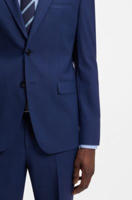 Two-piece extra-slim-fit suit in checked twill, Blue