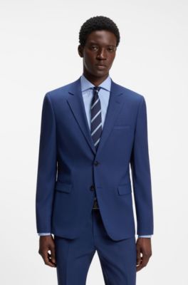 Two-piece extra-slim-fit suit in checked twill, Blue