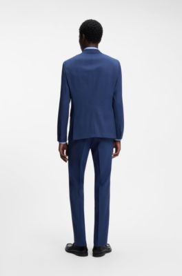 Two-piece extra-slim-fit suit in checked twill, Blue