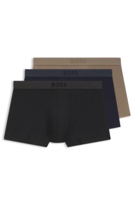 Three-pack of trunks in stretch fabric, Grey / Blue / Beige