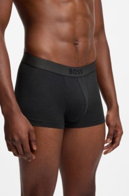 Three-pack of trunks in stretch fabric, Grey / Blue / Beige