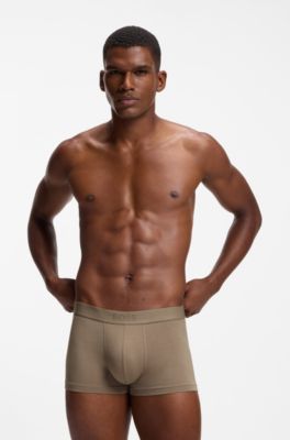 Three-pack of trunks in stretch fabric, Grey / Blue / Beige
