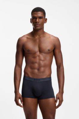 Three-pack of trunks in stretch fabric, Grey / Blue / Beige