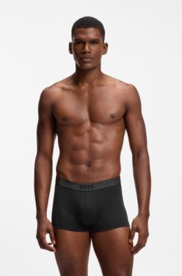 Three-pack of trunks in stretch fabric, Grey / Blue / Beige