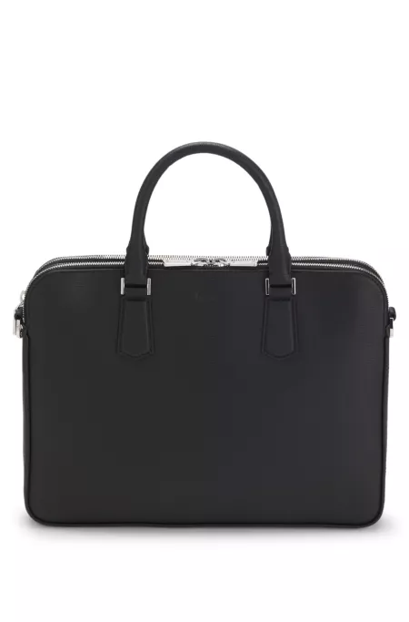 Embossed-leather document case with silver-tone hardware