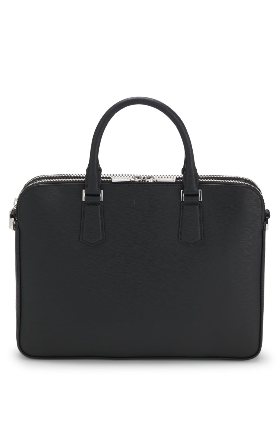 Embossed-leather document case with silver-tone hardware