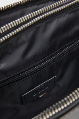 Embossed-leather document case with silver-tone hardware, Black