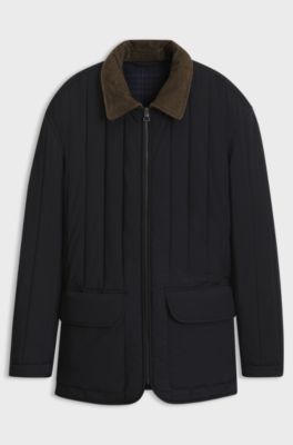 BOSS BY BECKHAM jacket with corduroy collar, Dark Blue