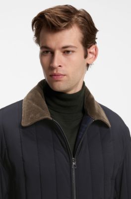 BOSS BY BECKHAM jacket with corduroy collar, Dark Blue