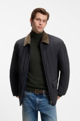 BOSS BY BECKHAM jacket with corduroy collar, Dark Blue