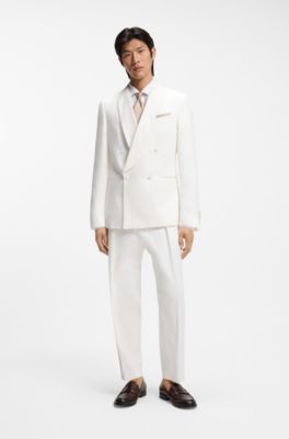 Regular-fit shirt in washed linen, White