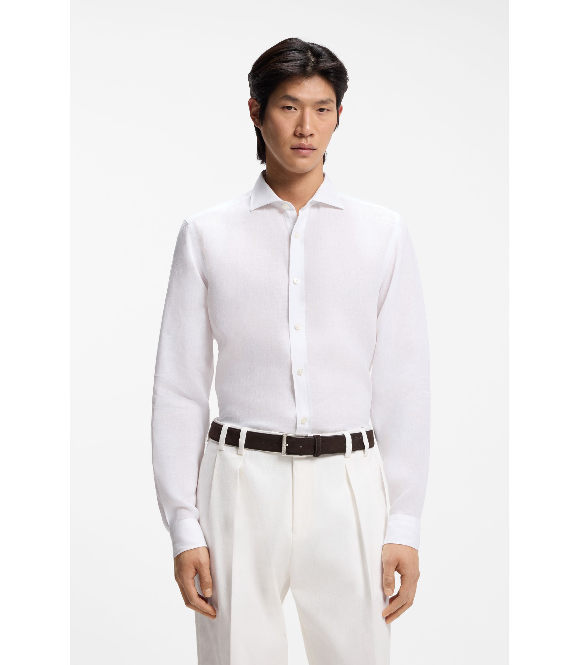 Regular-Fit Hemd aus gewaschenem Leinen