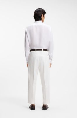 Regular-fit shirt in washed linen, White