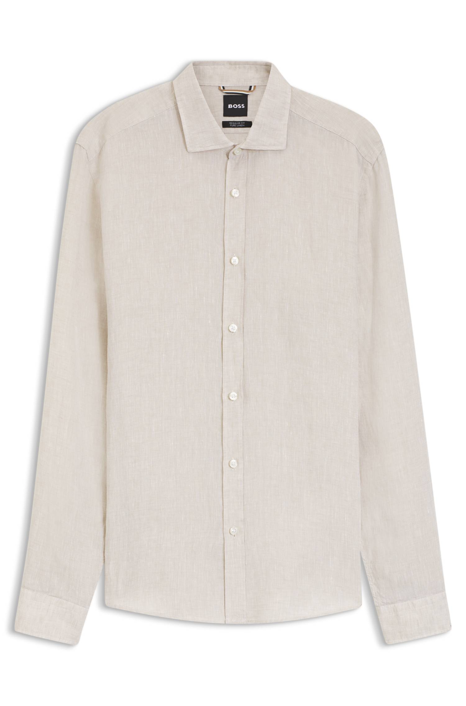 Boss Regular-fit shirt in washed linen skjortor & blusar herr – bild 4