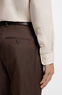 Regular-fit shirt in washed linen, Light Beige