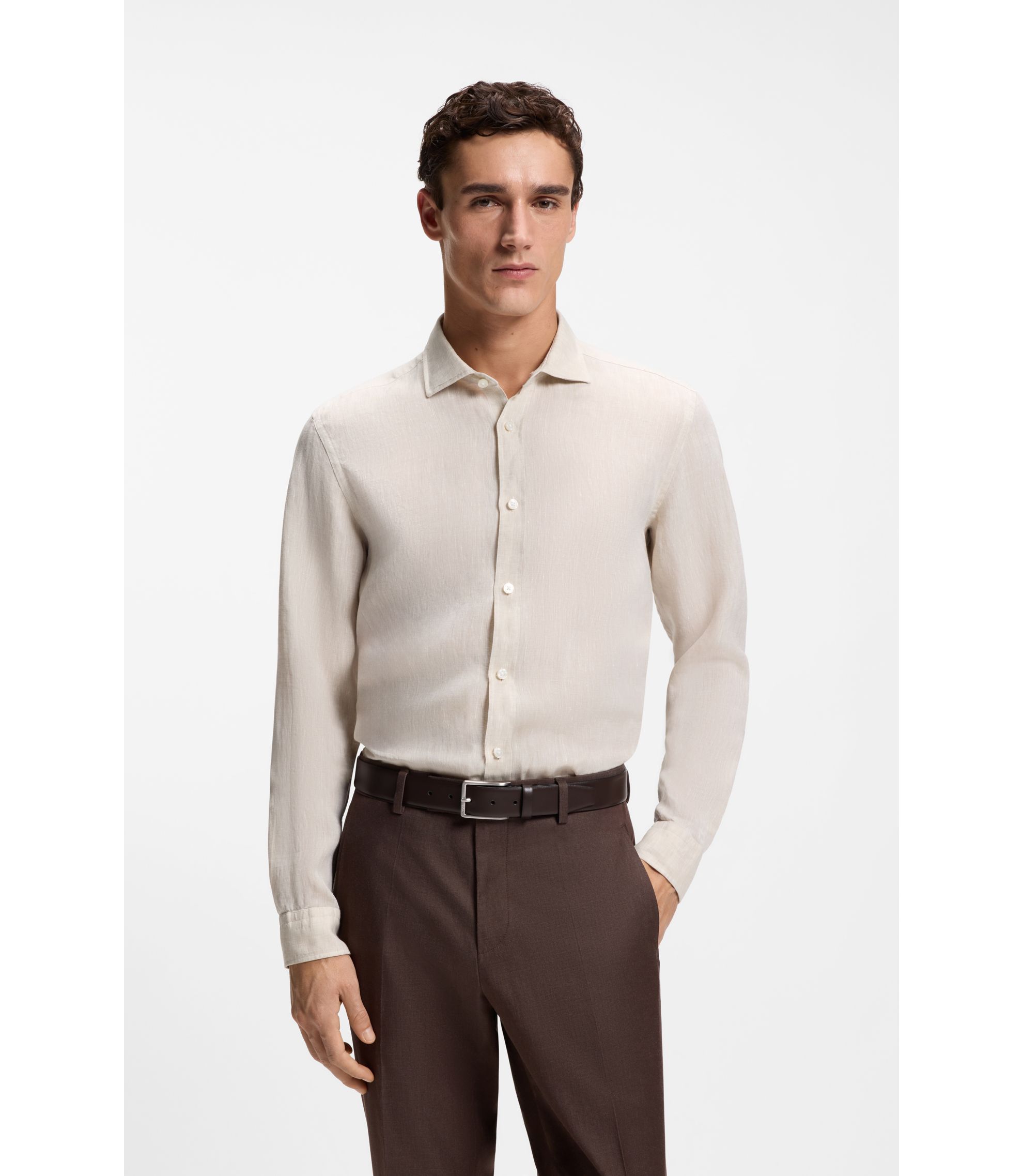 Regular-Fit Hemd aus gewaschenem Leinen