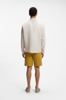 Camicia regular fit in lino lavato, Beige chiaro