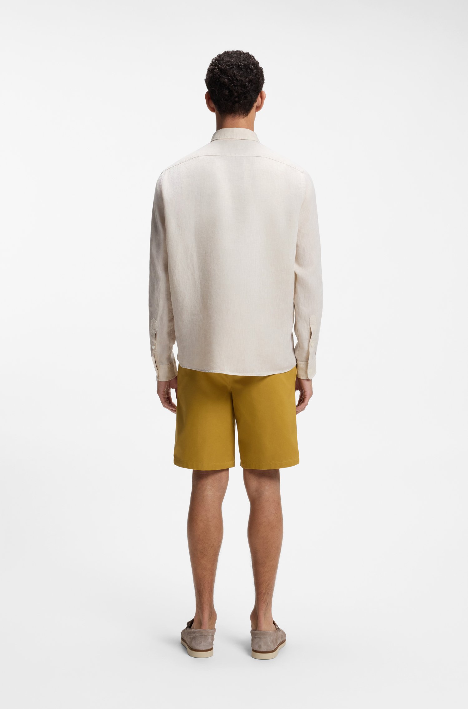 Boss Regular-fit shirt in washed linen skjortor & blusar herr – bild 3