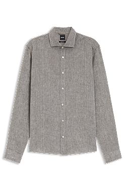 Regular-fit shirt in washed linen
