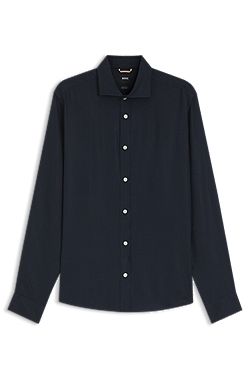 Regular-fit shirt in washed linen