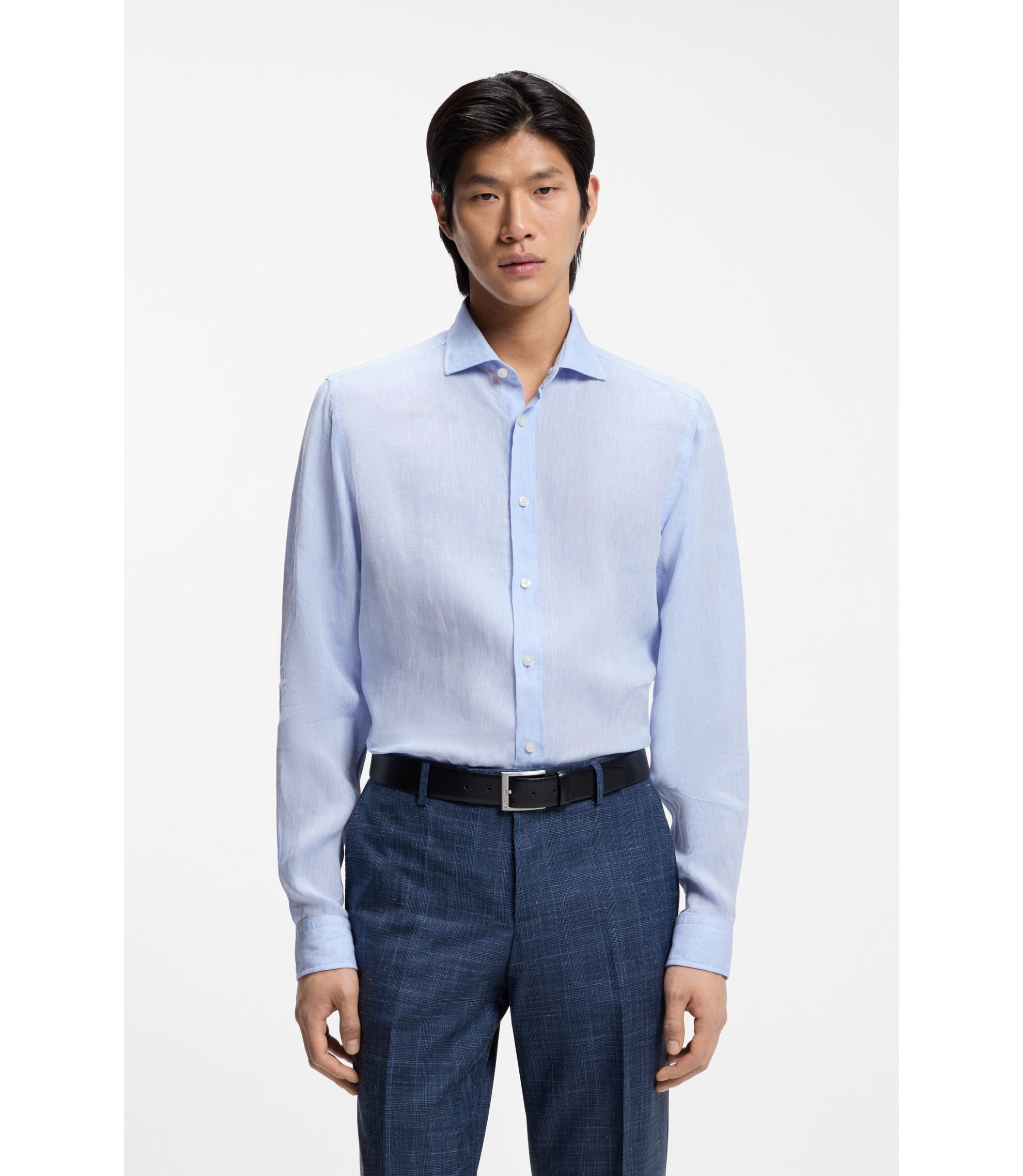 Regular-Fit Hemd aus gewaschenem Leinen