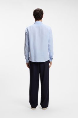 Chemise Regular en lin lav&eacute;, bleu clair