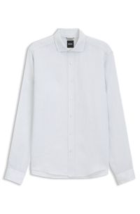 Regular-fit shirt in washed linen, Light Blue