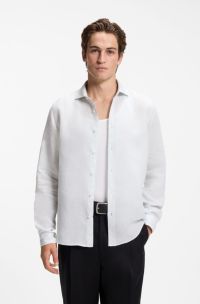 Chemise Regular en lin lav&eacute;, bleu clair