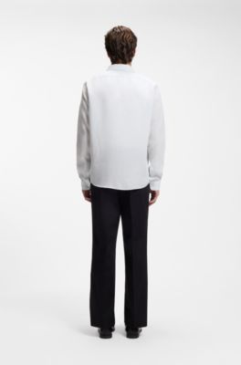 Regular-fit shirt in washed linen, Light Blue