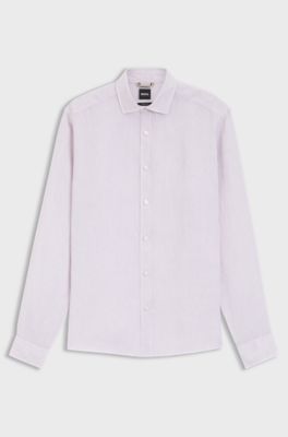 Chemise Regular en lin lav&eacute;, Violet clair
