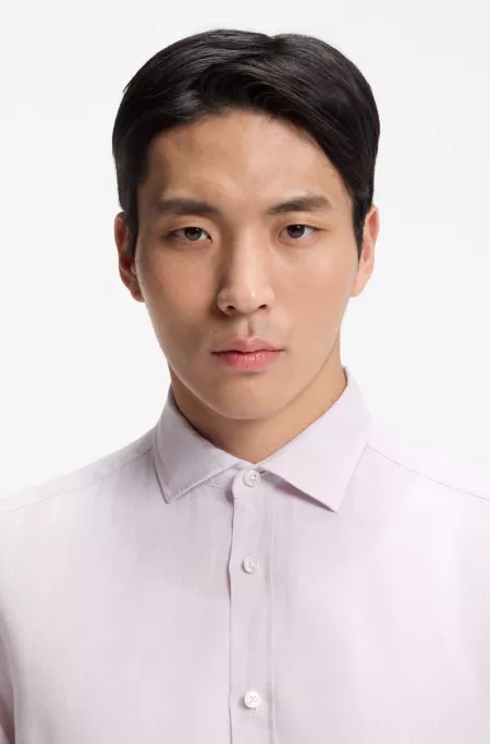 Regular-fit shirt in washed linen