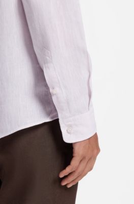 Chemise Regular en lin lav&eacute;, Violet clair