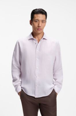 Chemise Regular en lin lav&eacute;, Violet clair
